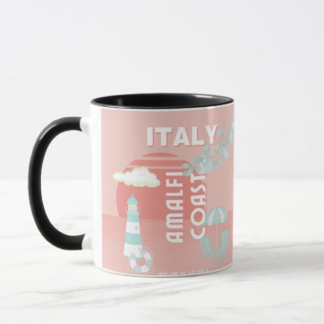Amalfi Coast, Travel Art, Pastel Mug (Left)