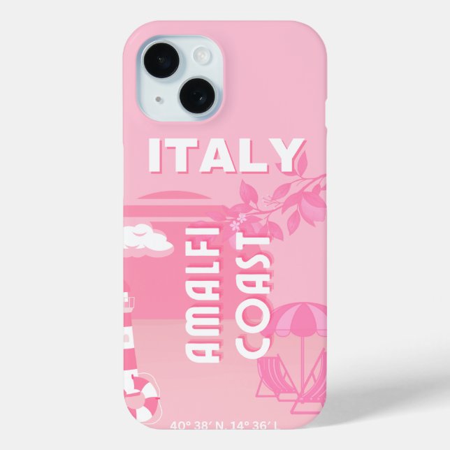 Amalfi Coast, Travel Art, Pink Case-Mate iPhone Case (Back)