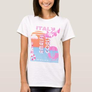 Amalfi Coast Travel Art, Preppy Travel, Pink T-Shirt