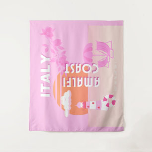 Amalfi Coast, Travel Art, Preppy Travel, Pink Tapestry