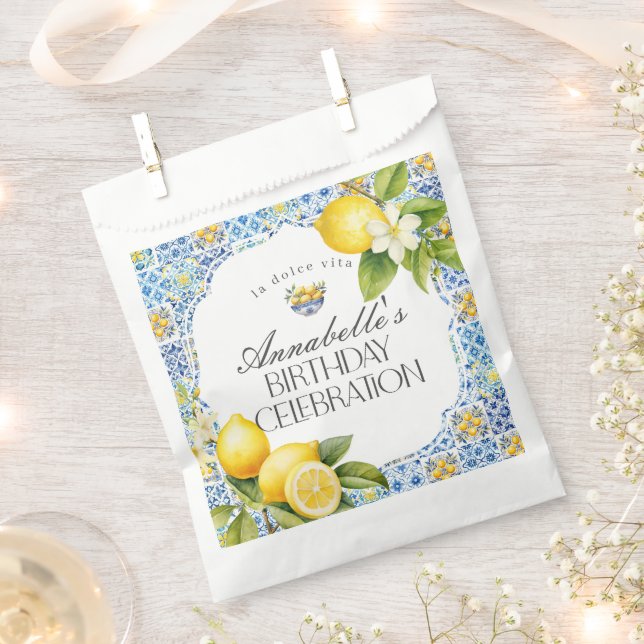 Amalfi Coast Tuscan Birthday Party Dessert Favour Bag (Clipped)
