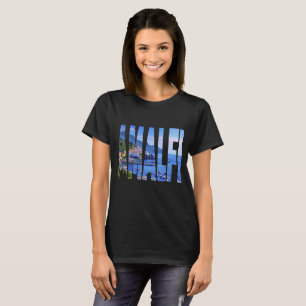 Amalfi Coast Typography Modern Photo Watercolor T-Shirt