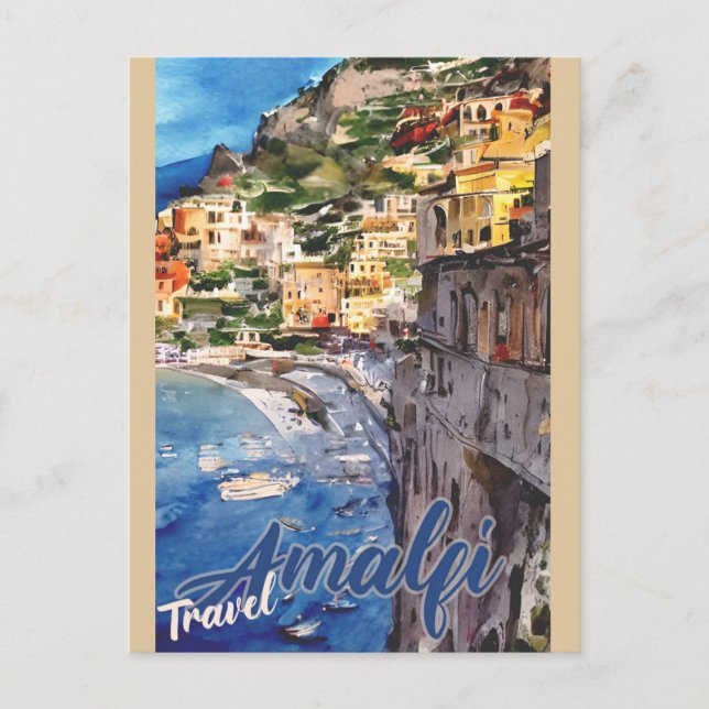Amalfi Coast Vintage Italy Travel Postcard (Front)