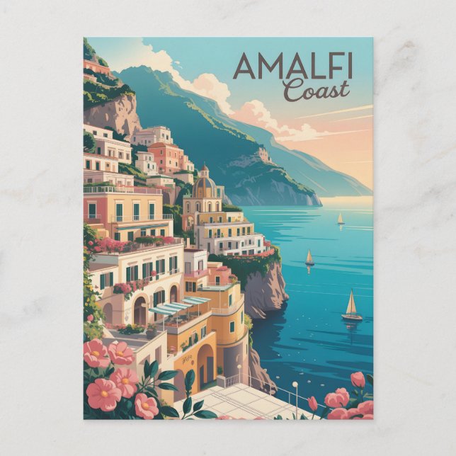 Amalfi Coast vintage Postcard (Front)