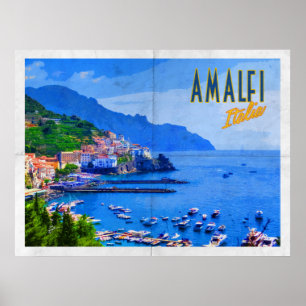 Amalfi Coast Vintage Travel  Poster