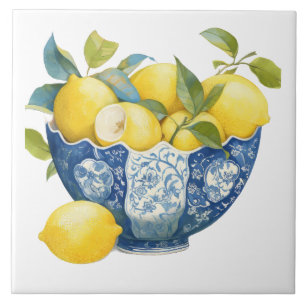 Amalfi Coast Watercolor Mediterranean Lemon  Tile