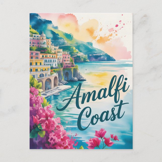 Amalfi Coast watercolor Postcard (Front)