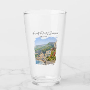 Amalfi Coast Watercolor Romantic Travel Keepsake Glass