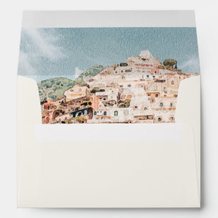 AMALFI COAST Watercolor Skyline Destination Travel Envelope
