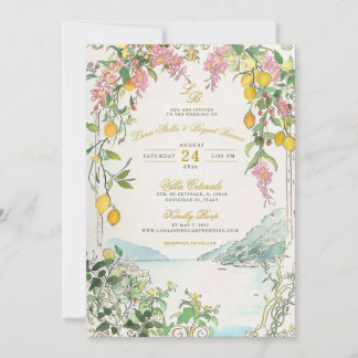 Amalfi Coast Wedding Invitation Custom Lemon Beach