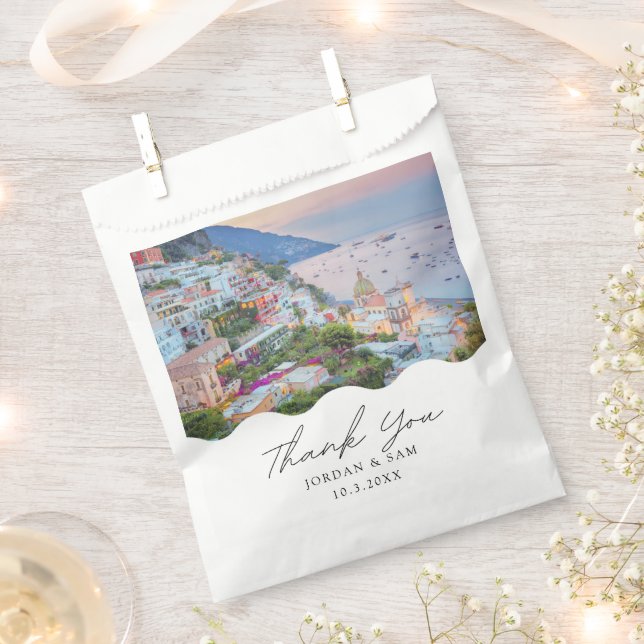 Amalfi Coast Wedding Positano Personalized Favour Bag (Clipped)