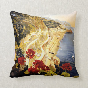 Amalfi Coastline Italian Travel Poster 1910 - 1920 Throw Pillow