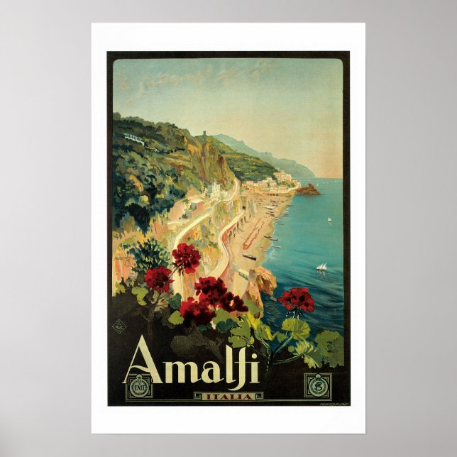 Amalfi Italia Vintage Travel Poster (Front)
