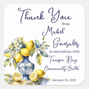 Amalfi Italian blue tiles lemons wedding favours Square Sticker