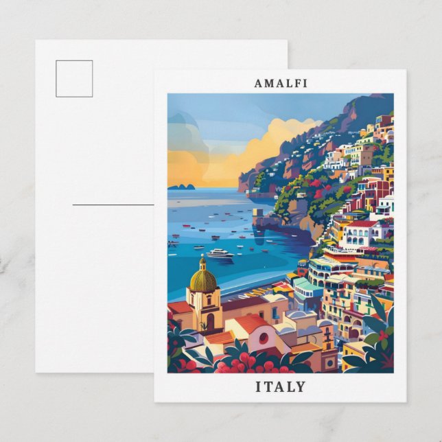 Amalfi Italy Elegant Art Vintage Travel Postcard (Front/Back)