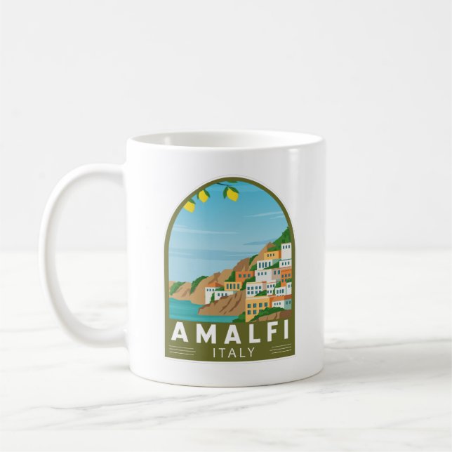 Amalfi Italy Retro Travel Art Vintage Coffee Mug (Left)