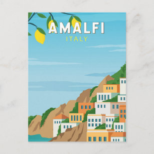 Amalfi Italy Retro Travel Art Vintage Postcard