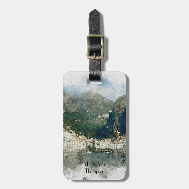 amalfi italy summer holiday luggage tag label (Front Vertical)