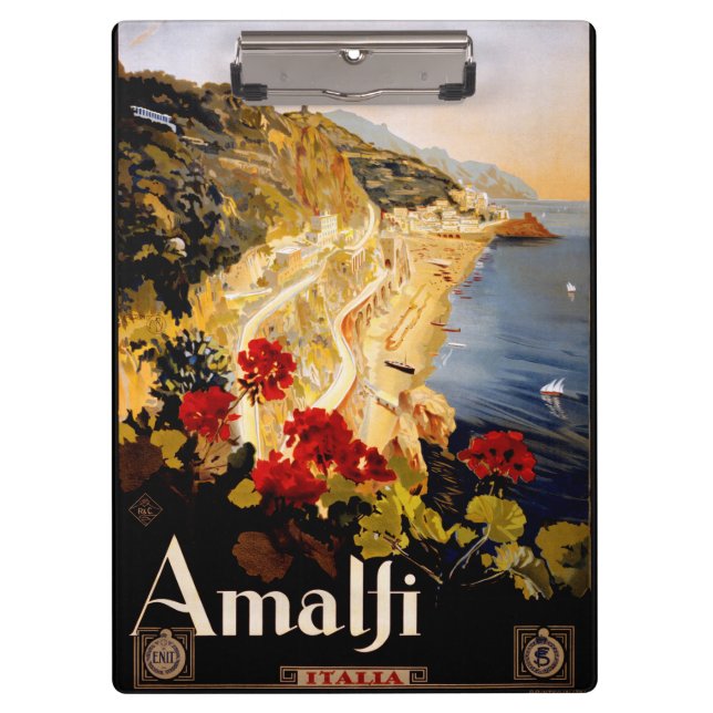 Amalfi Italy Travel Poster Art Graphic Clipboard (Front)