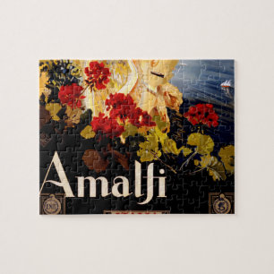 Amalfi Italy Travel Poster Art Graphic Jigsaw Puzzle