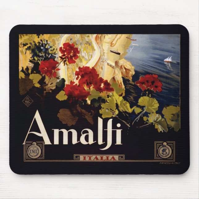 Amalfi Italy Travel Poster Art Graphic Mouse Pad (Front)
