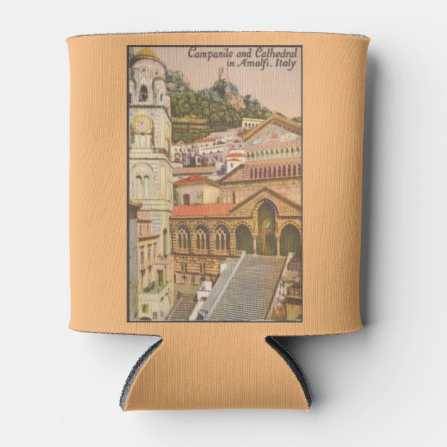 Amalfi, Italy Vintage Cathedral Photo Can Cooler (Front)
