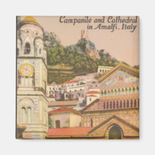 Amalfi, Italy Vintage Cathedral Postcard Magnet
