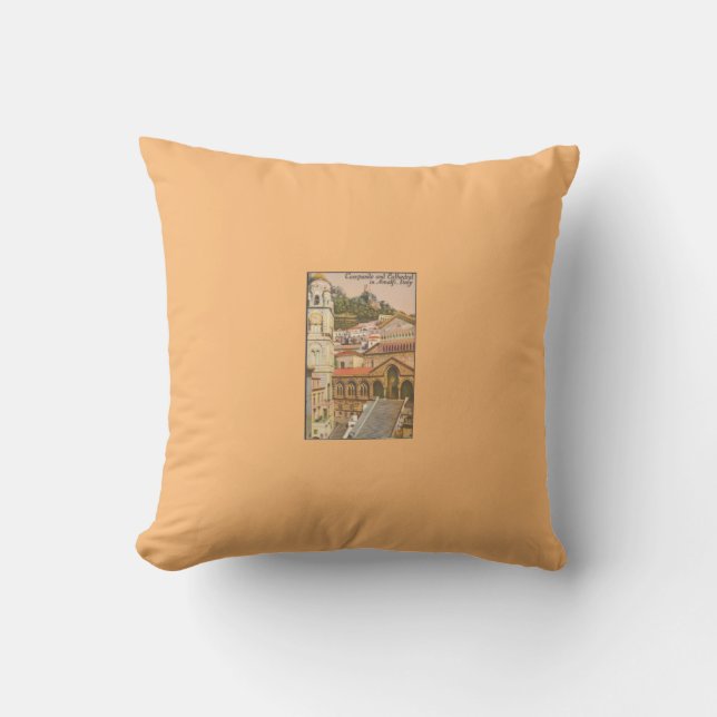 Amalfi, Italy Vintage Travel Postcard Throw Pillow (Front)