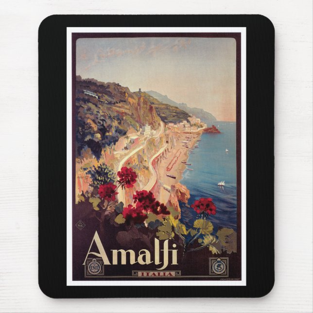 Amalfi, Italy  Vintage Travel Poster Mouse Pad (Front)