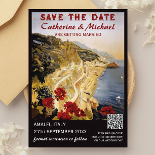 Amalfi Italy Vintage Wedding Travel QR Code Save The Date