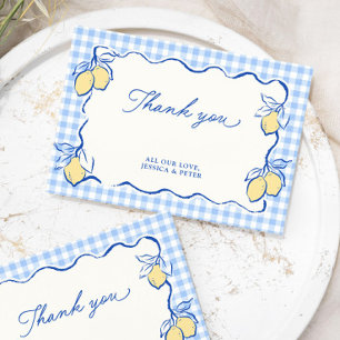 Amalfi Lemon Blue Gingham Thank You Card