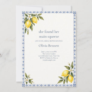 Amalfi Lemon Blue Tile Bridal Shower Invitation