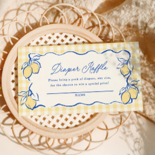 Amalfi Lemon Blue & Yellow Diaper Raffle Ticket Enclosure Card