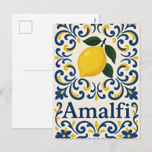 Amalfi Lemon – Blue Yellow White Mediterranean Holiday Postcard
