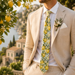 Amalfi Lemon Floral Wedding Tie