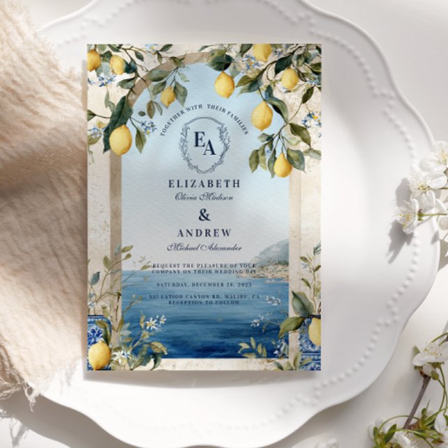 Amalfi Lemon Italian Coast Wedding Invitation (Creator Uploaded)