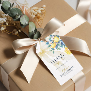 Amalfi Lemon Sweetie Blue Baby Shower Thank You  Gift Tags