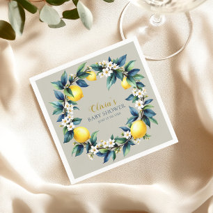 Amalfi Lemon Wreath   Italian Ciao Baby Shower Napkin