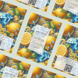 Amalfi Lemons + Diamonds Luxury QR Code Wedding Invitation