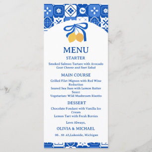 Amalfi Lemons Mediterranean Tile Wedding Menu Card