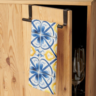 Amalfi Mediterranean Blue Tiles Kitchen Towel