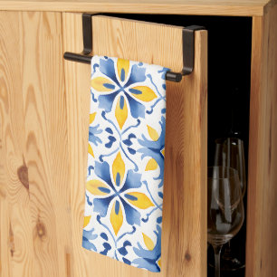Amalfi Mediterranean Blue Tiles Kitchen Towel