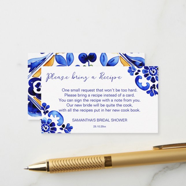 Amalfi Mediterranean Italian themed recipe card (Front/Back In Situ)