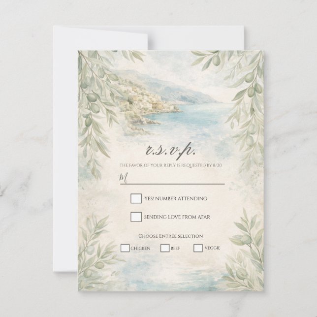 Amalfi Reverie Mediterranean Coastal RSVP Invitation (Front)