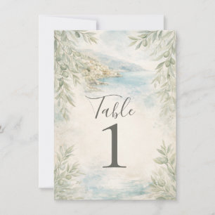 Amalfi Reverie Mediterranean Coastal Table Number