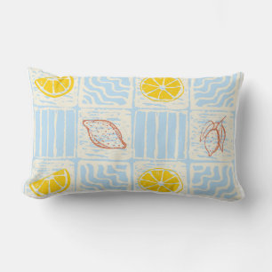 Amalfi style seamless pattern with lemons lumbar pillow