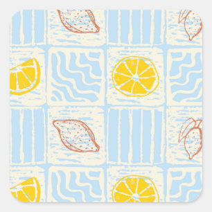 Amalfi style seamless pattern with lemons square sticker
