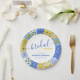 Amalfi Tile Bridal Shower Brunch Bubbly Paper Plate