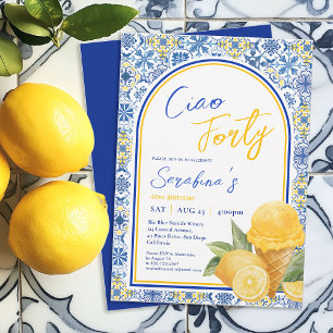 Amalfi Tiles Italian Summer 40th Birthday Party Invitation
