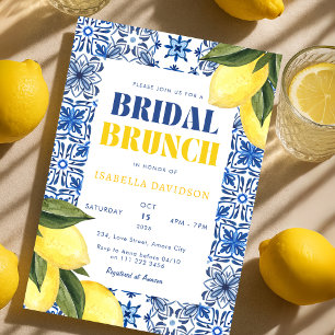 Amalfi Tiles Lemon Mediterranean Bridal Brunch Invitation